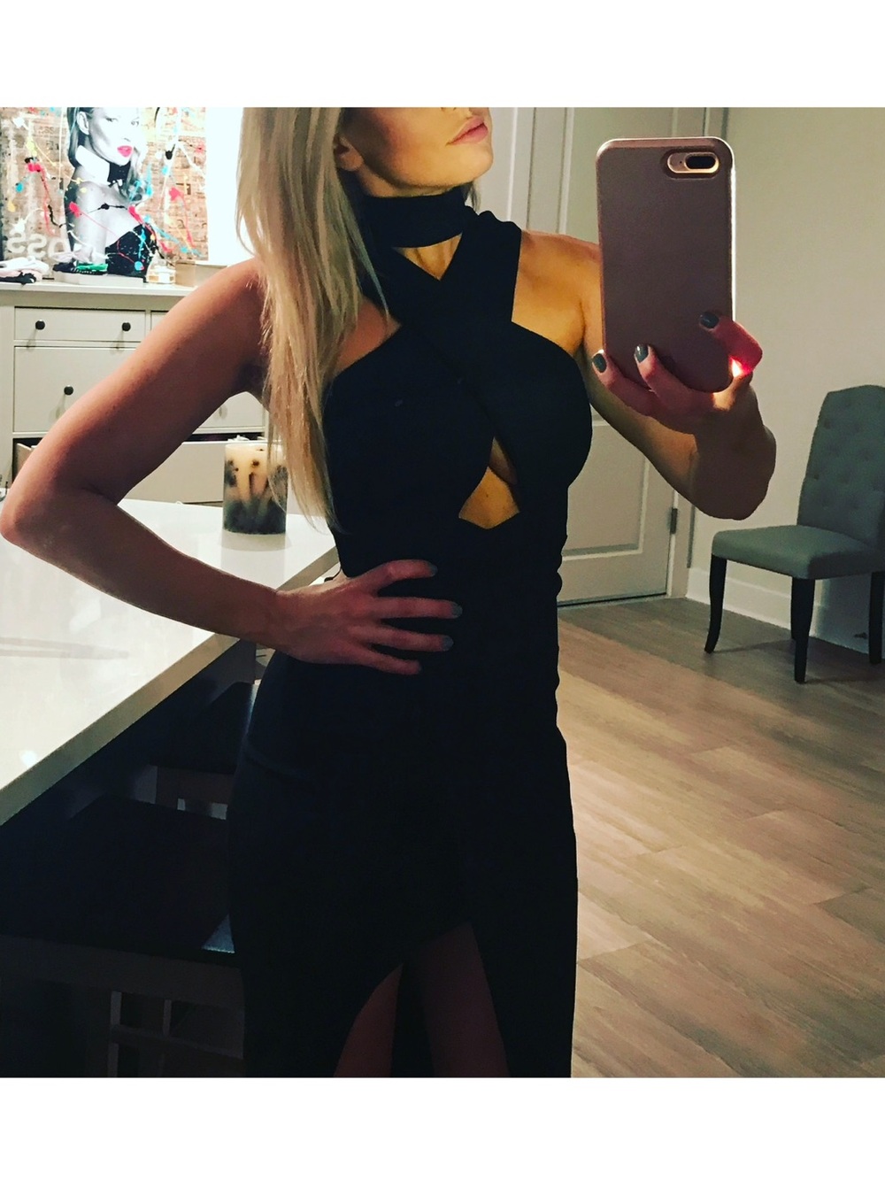 Black Cutout Crisscross Midi Dress Saints + Secrets